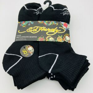 NWT Ed Hardy Men’s Athletic Quarter 8 Pair Socks Size 6-12